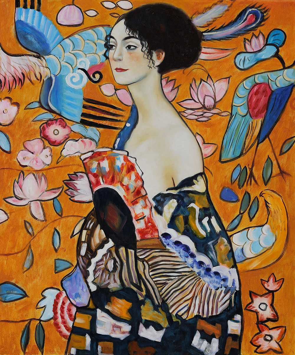 Signora Con Ventaglio Interpretation - Gustav Klimt Painting